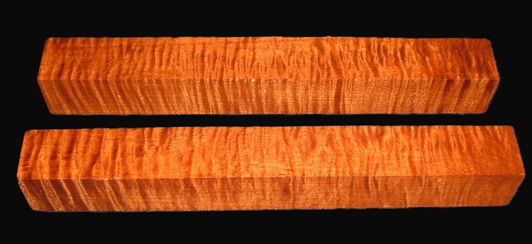 RHMTB-7601n, (2) 1-3/8x11,  Roasted Torrefied, Curly Tiger Hard Maple, Turning Blocks