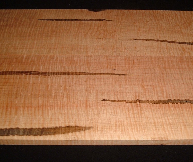 AMS-7614z, 13/16x7-1/2x27, 3/4x9-3/8x27, Curly Tiger Ambrosia Maple, 2 Bd Set cut from same plank